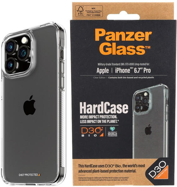 PanzerGlass Antibakterielle Schutzhülle PanzerGlass HardCase für Apple iPhone 15 Pro Max, Transparent