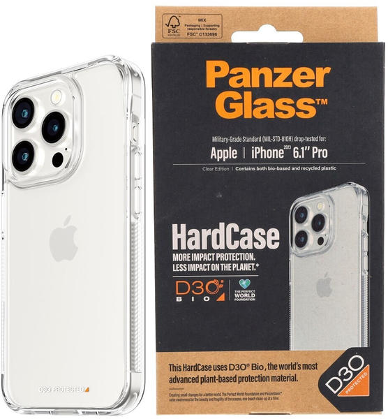 PanzerGlass Antibakterielle Schutzhülle PanzerGlass HardCase für Apple iPhone 15 Pro, Transparent