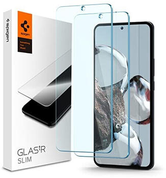 Spigen Glas.tR Slim Schutzfolie kompatibel mit Xiaomi 12T, Xiaomi 12T Pro, 2 Stück, Kratzfest, 9H Härte Folie