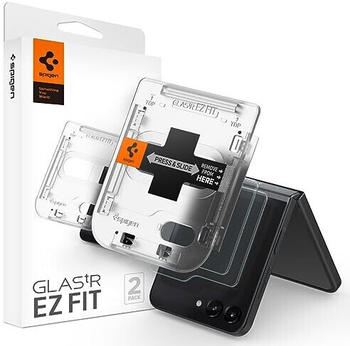 Spigen Glas.tR EZ Fit Schutzfolie kompatibel mit Samsung Galaxy Z Flip 5, 2 Stück Schutzglas für externe Display, Kratzfest, Hüllenfreundlich, Touch reaktiv