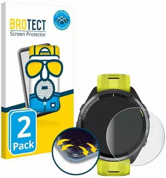 BROTECT 2x Flex Full-Cover Schutzfolie für Garmin Forerunner 965 Full-Screen 3D Curved Anti-Reflex Matt Entspiegelt