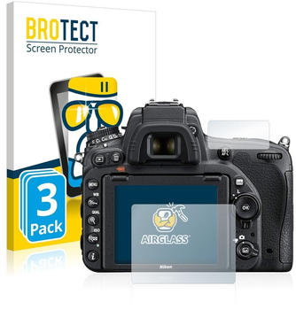 BROTECT 3x AirGlass Flexible Panzerglasfolie für Nikon D750 Klar Transparent
