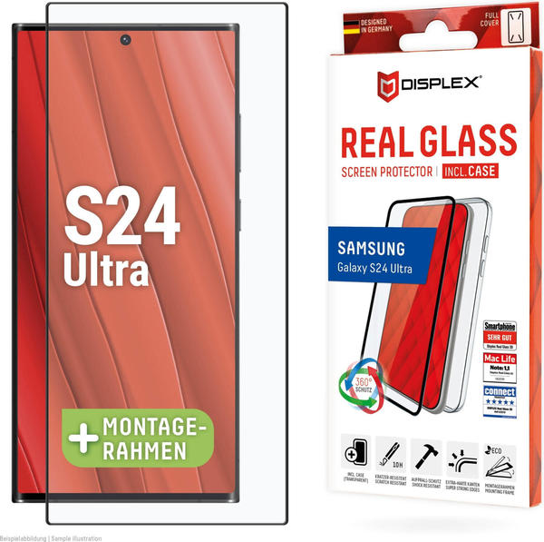 Displex Real Glass, 2D Panzerglas + Handyhülle (Galaxy S24 Ultra), Smartphone Schutzfolie