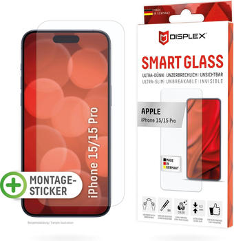Displex Smart Glass, Displayschutzfolie (iPhone 15 Pro), Smartphone Schutzfolie