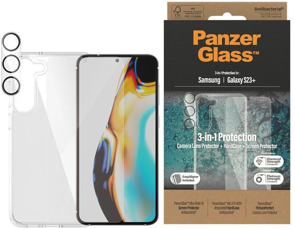 PanzerGlass Bundle Hard Case+Glass (Galaxy S23+), Smartphone Hülle, Transparent