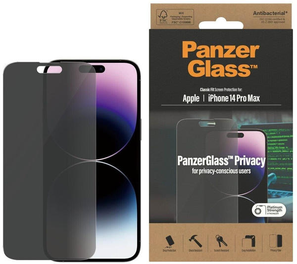 PanzerGlass Classic Fit Privacy (1 Stück, iPhone 14 Pro Max)
