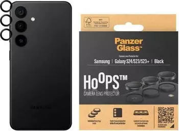 PanzerGlass Hoops Camera Lens Protector (3 Stück, Samsung Galaxy S24), Smartphone Schutzfolie, Schwarz