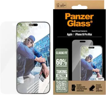 PanzerGlass Classic Fit (1 St&uuml;ck, iPhone 16 Pro Max), Smartphone Schutzfolie, Transparent