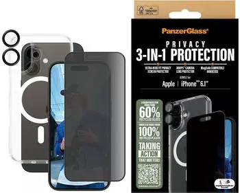 PanzerGlass Privacy (1 Stück, iPhone 16), Smartphone Schutzfolie, Transparent