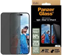 PanzerGlass Privacy Display-Schutzglas iPhone 16 | 15 | Ultra-Weit-Passform