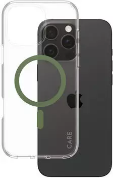 PanzerGlass CARE by Flagship Case Transparent Urban Combat m. Gr&uuml;n MagSafe iPhone 24 6.9" Pro (iPhone 16 Pro Max), Smartphone H&uuml;lle, Transparent, Gr&uuml;n