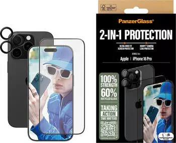 PanzerGlass 2-in-1 Set (1 St&uuml;ck, iPhone 16 Pro), Smartphone Schutzfolie, Transparent