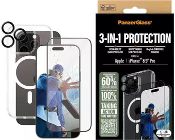 PanzerGlass Bundle Ultra Wide FIt Glass + Case + Lens (1 St&uuml;ck, iPhone 16 Pro Max), Smartphone Schutzfolie, Transparent