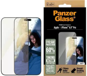 PanzerGlass Eyecare Screen Protection (1 Stück, iPhone 16 Pro Max), Smartphone Schutzfolie, Transparent