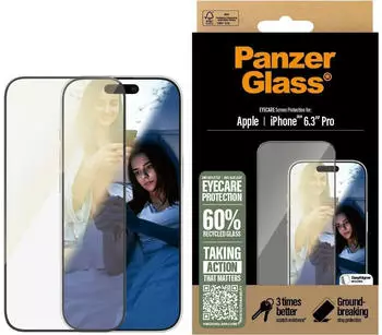 PanzerGlass Eyecare Screen Protection (1 Stück, iPhone 16 Pro), Smartphone Schutzfolie, Transparent