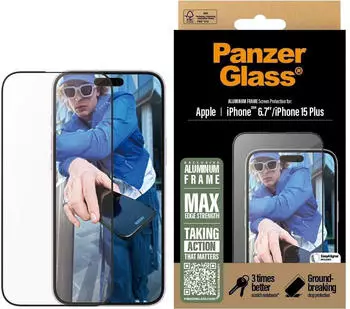 PanzerGlass Ultra-Wide Fit (1 St&uuml;ck, iPhone 15 Plus, iPhone 16 Plus), Smartphone Schutzfolie, Transparent