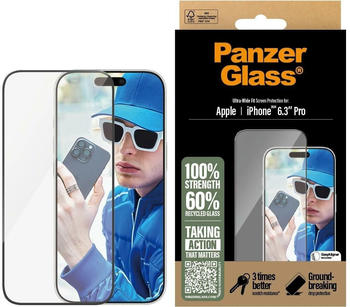 PanzerGlass Ultra-Wide Fit (1 Stück, iPhone 16 Pro), Smartphone Schutzfolie, Transparent