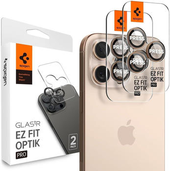 Spigen Glas für die Kamera Spigen Glas.tR EZ Fit Optik Pro 2-Pack für iPhone 16 Pro Max / 16 Pro / 15 Pro Max / 15 Pro / 14 Pro Max / 14 Pro, Schwarz-Braun