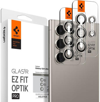 Spigen Glas f&uuml;r die Kamera f&uuml;r Galaxy S24 Ultra, Spigen Glas.tR Ez Fit Optik Pro 2-Pack, Grau