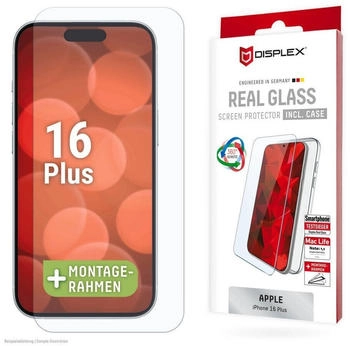 Displex Real Glass Screen Protection + Case f&uuml;r Apple iPhone 16 Plus