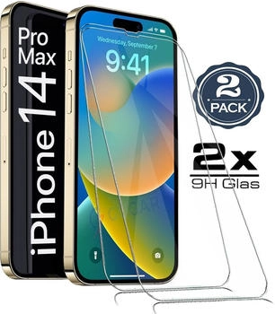 GUGAR 2X Für iPhone 14 Pro Max ( 6.7\" ) - Panzerglas Glasfolie Display Schutz Folie Glas 9H Hart Echt Glas Displayschutzfolie 2 Stück