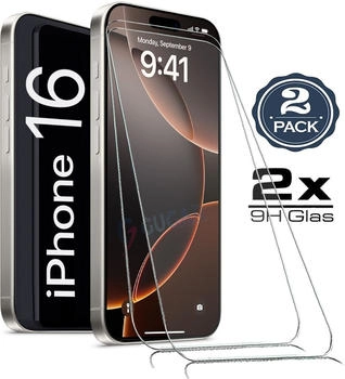 GUGAR 2X Für iPhone 16 ( 6.1\" ) - Panzerglas Glasfolie Display Schutz Folie Glas 9H Hart Echt Glas Displayschutzfolie 2 Stück