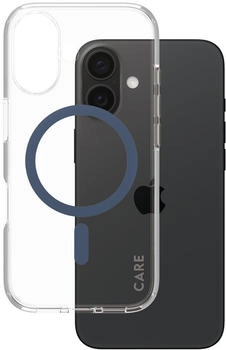 PanzerGlass Handyhülle für iPhone 16, Care by Urban Combat Case mit MagSafe, Transparent und Dunkelblau