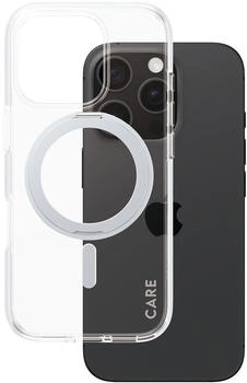 PanzerGlass Handyh&uuml;lle f&uuml;r iPhone 16 Pro, Care by Kickstand Case mit MagSafe, Transparent und Silbern