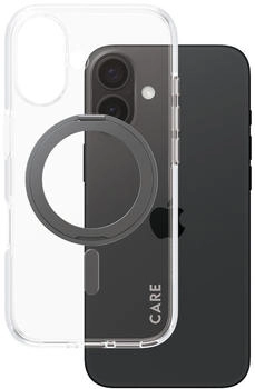 PanzerGlass Handyh&uuml;lle f&uuml;r iPhone 16, Care by Kickstand Case mit MagSafe, Transparent und Schwarz