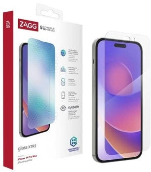 ZAGG InvisibleShield Glass XTR2 Screen Protector for iPhone 14 Pro Max Shockproof Anti-Microbial Touch Sensitive Glass-like (Clear)