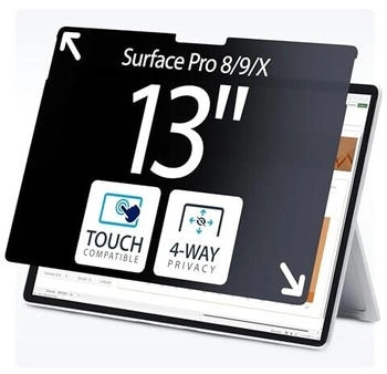 StarTech 4-Way Privacy Screen For 13-inch Surface Pro 8/9/X Laptop Portrait/Landscape Touch-Enabled +/- 30 Deg. View