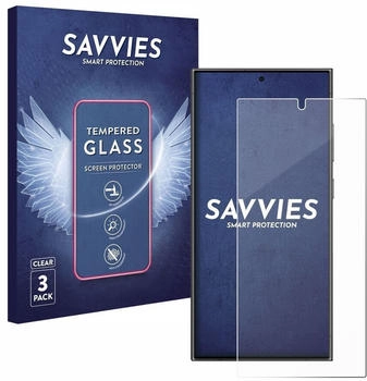 Savvies 3x Savvies Panzerglas für Samsung Galaxy S24 Ultra (case-friendly) Echtglas 9H-Härte Schutzglas Klar