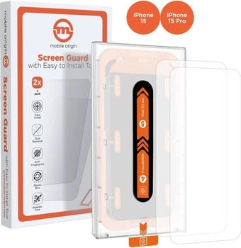 Mobile Origin Orange Screen Guard iPhone 15 Pro/15 2pcs mit Applikator