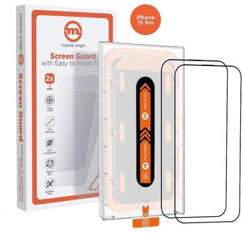 Mobile Origin Orange Screen Guard iPhone 15 Pro 2pcs mit Applikator