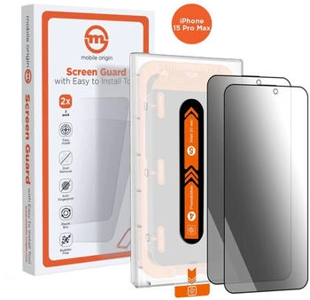 Mobile Origin Privacy Screen Guard iPhone 15 Pro Max 2 Stück mit Applikator