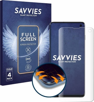 Savvies Displayschutzfolie Fullscreen Schutzfolie für Samsung Galaxy S10, 4 Stück, Displayschutz Folie Fullcover Klar Transparent