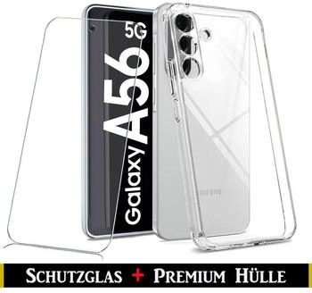GUGAR Für Samsung Galaxy A56 5G Silikon Transparent Hülle + Panzerglas Echt Glas Display Schutzglas