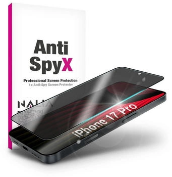 NALIA " Schutzglas AntiSpyX - Privacy Display Glas 9H Härte - Anti-Spy Screen Protector Tempered Glass (1 Stück Apple iPhone 17 Pro) Schwarz"