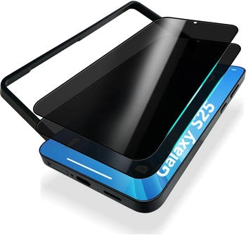 NALIA AntiSpyX - Privacy Schutzglas mit Schablone - Full Screen Anti-Spy Protector (1 Stück Samsung Galaxy S25) Schwarz