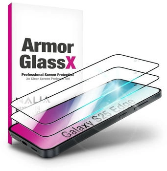 NALIA ArmorGlassX - 2x Display Schutzglas - Full Screen Protection 9H Tempered Glass (2 Stück Samsung Galaxy S25 Edge) Smartphone Schutzfolie