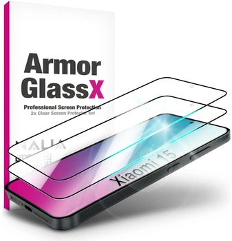 NALIA ArmorGlassX - 2x Display Schutzglas - Full Screen Protection 9H Tempered Glass (2 Stück Xiaomi 15) Transparent