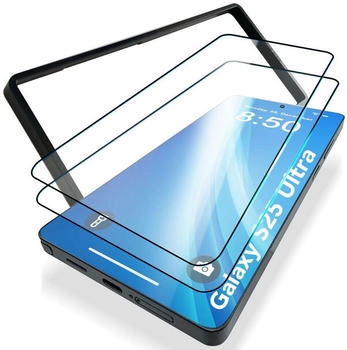NALIA ArmorGlassX - 2x Display Schutzglas mit Montage Rahmen - Full Screen Protection Tempered Glass (2 Stück Samsung Galaxy S25 Ultra) Transparent