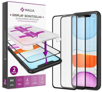 NALIA Schutzglas & Applikator - Set (2x) (2 Stück Apple iPhone XS Max Apple iPhone 11 Pro Max) Transparent