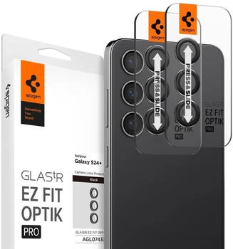 Spigen Glas f&uuml;r die Kamera f&uuml;r Galaxy S24 Plus Glas.tR Ez Fit Optik Pro 2-Pack Schwarz