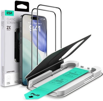 ESR Gehärtetes Glas mit Positionierungsrahmen für iPhone 17 Pro UltraFit Tempered Glass 2 Stück