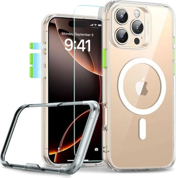 ESR Handyhülle und Gehärtetes Glas für Bildschirm für iPhone 16 Pro Classic Pro Set HaloLock für MagSafe Transparent