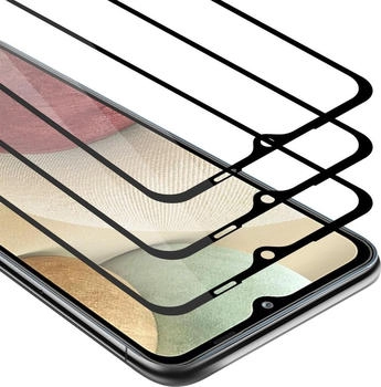 Cadorabo 3x Vollbild Panzer Folie für Samsung Galaxy A12 / M12 Schutzfolie in Schwarz Tempered Display-Schutzglas