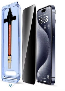 Protectorking 4x Blickschutz Panzerglas für iPhone 15 Pro Privacy Anti-Spy 9H