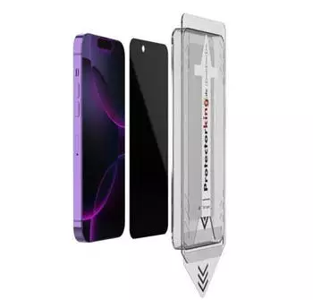 Protectorking 2x Anti-Spy Panzerglas 9H f&uuml;r iPhone 16 Pro Blickschutz MagicBox staubfrei echtes Tempered Glass