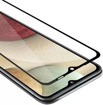 Cadorabo Panzerfolie für Samsung Galaxy A12 / M12 Schutzfolie in Schwarz Vollbild Folie Tempered Display Schutzglas